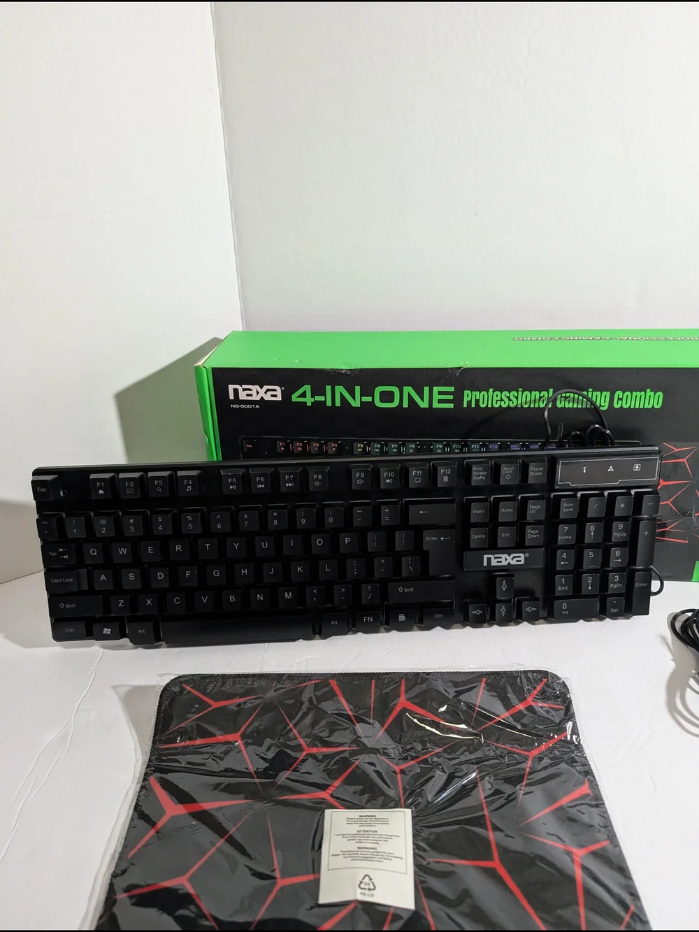 Naxa 4-in-One Professional Gaming Combo - Black and Green